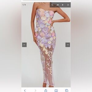 EUPHORIA DREAM EMBELLISHED MESH MAXI DRESS LILAC